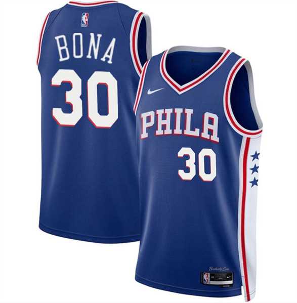 Mens Philadelphia 76ers #30 Adam Bona Royal 2024 Draft Icon Edition Basketball Stitched Jersey Dzhi->philadelphia 76ers->NBA Jersey